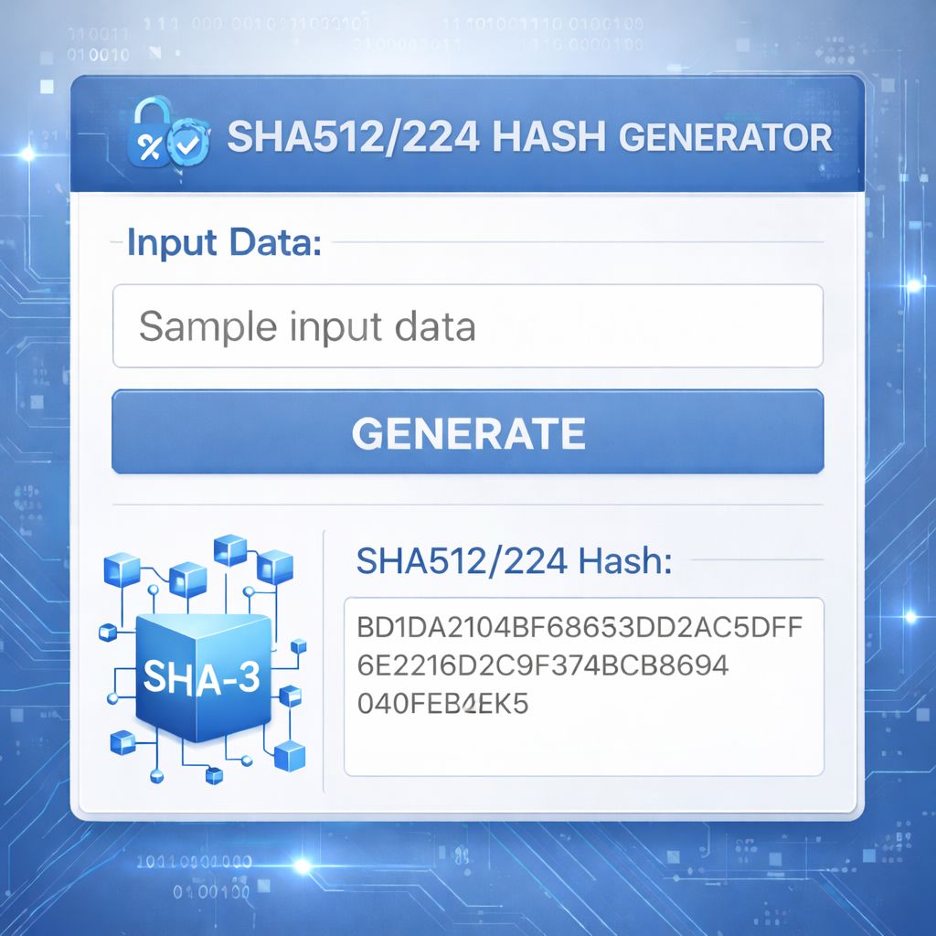 SHA-512/224 Generator - Free Online Truncated SHA-512 Hash Tool
